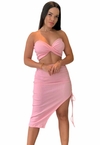 Conjunto Feminino Top Tomara que Caia Com Saia