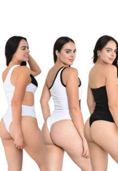 Kit com 3 Body Femininos Preto e Branco - comprar online