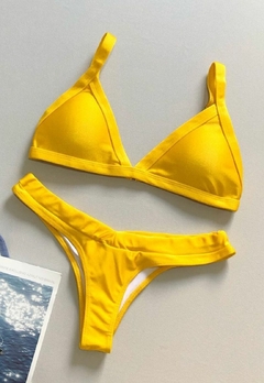 Biquíni Feminino Liso Aviador Com Bojo Calcinha Fio Dental na internet