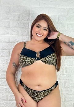 Biquíni Feminino Onça Plus Size Aro Sem Bojo Calcinha Bombom e Fio Duplo - Multmix