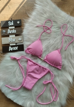 Biquíni Liso Cortininha Feminino Calcinha Amarra Lateral - loja online