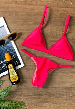 Biquíni Feminino Aviador Liso Com Bojo Calcinha de Tira Lateral - comprar online