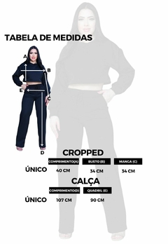Conjunto Feminino Moletom Cropped com Calça Reta na internet