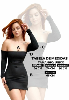 Vestido Feminino Sem Bojo Curto Tomara que Caia Ciganinha Manga Longa Canelado - Multmix