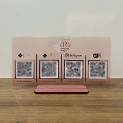 Placa 4 QR Code PIX Acrilico Espelhado Logo Pix Insta Wifi - comprar online