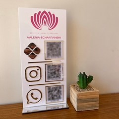Placa 3 QR Code PIX Acrílico Espelhado Logo Pix Insta Wifi