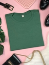 blusa verde militar feminina com manga e gola redonda 100% algodão