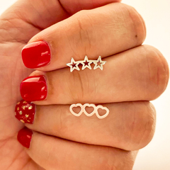 Mini aritos estrellitas y corazones (Por unidad)