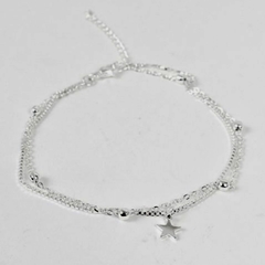 Tobillera cadena con bolitas y dije estrella - comprar online