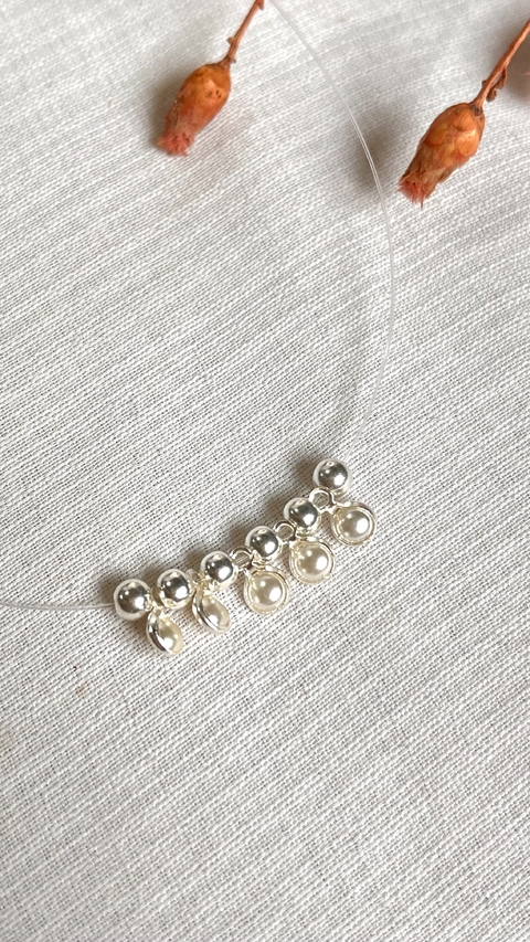 CADENA PLATA 925 | TANZA PERLA Y BOLITAS