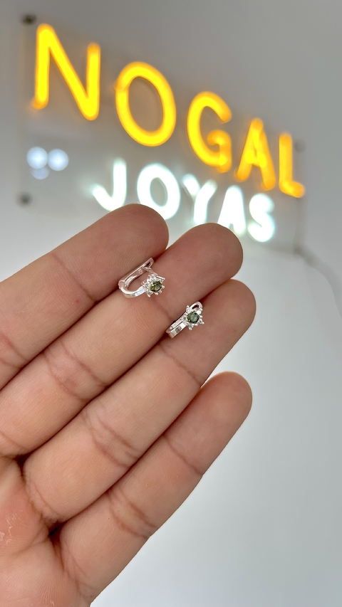 AROS PLATA 925 | HUGGIES ESTRELLA VERDE MINI