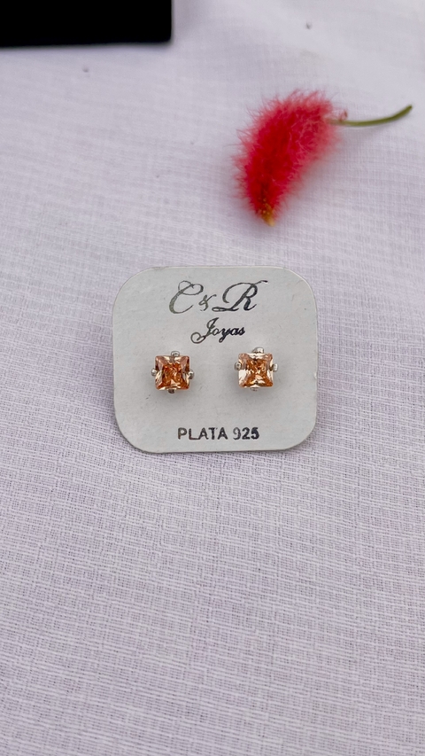 AROS PLATA 925 | CUADRADO AMBAR CHICO