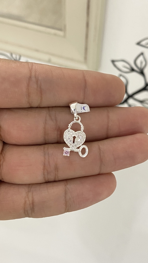 DIJE PLATA 925 | CANDADO CORAZON ROSA - comprar online