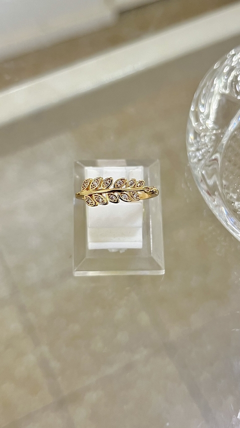 ACERO DORADO | ANILLO LAUREL CUBIC - comprar online