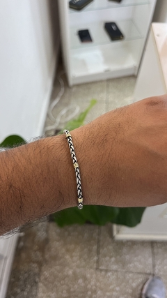 PULSERA PLATA Y ORO | ESPIGA MACIZA 18CM