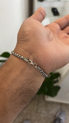 PULSERA PLATA Y ORO | ESPIGA MACIZA 21CM - comprar online