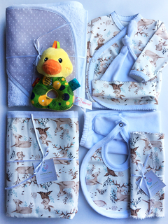 Set mediano 2 - Lunitas de Colores. Regalos de Nacimiento. Ajuares de nacimiento. Regalos empresariales. Venta mayorista y minorista. Blanquería. Babyshower.  Envíos a todo el pais..