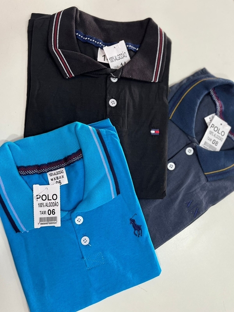 KIT c/ 15 CAMISETAS GOLA POLO INFANTO-JUVENIL