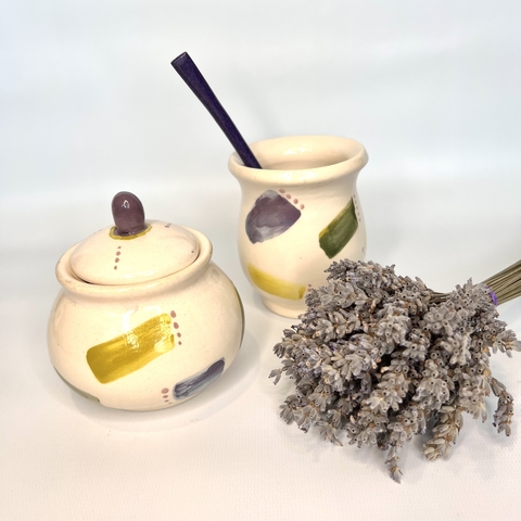 Juego azucarera y mate Rosa