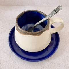 Taza con plato Magda azul