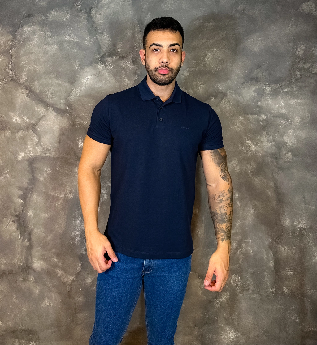 Polo New Simple Basic Azul Marinho