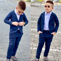 Conjunto Social Yuri - (3 peças) Blazer Azul Marinho, Calça Azul Marinho e Camisa branca - Carlo Store Kids
