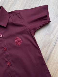 Camisa Social (manga curta) - Marsala/Vinho na internet