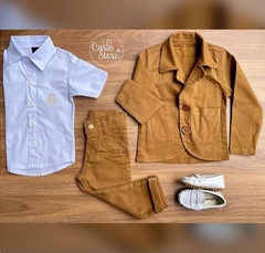 Conjunto Social Carlos Eduardo - (3 peças) Blazer Caramelo, Calça Caramelo, Camisa Branca - comprar online