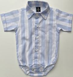Body Social Linho Luy - Listras Azul Bebê - Carlo Store Kids