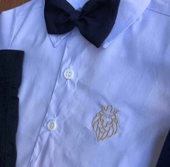 Conjunto Social Daniel - (4 peças) Calça Alfaiataria Azul Marinho, Camisa Branco, Suspensório e Gravata Azul Marinho na internet