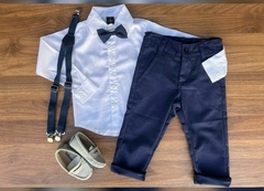 Conjunto Social Lucas (4 pçs) - Azul Naval com Branco - comprar online