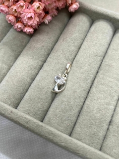 Berloque Gato Zircônia Prata 925
