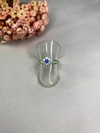 Anel Solitário Flor Azul Prata 925