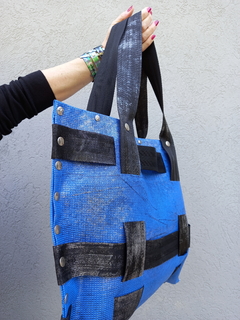 Cartera / Bolso de PVC, azul y negro