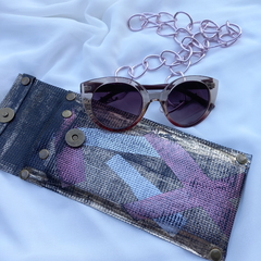 Estuche para anteojos, gama de negro, dorado, plata y rosa. - G/G Moda Gabriela Genzano