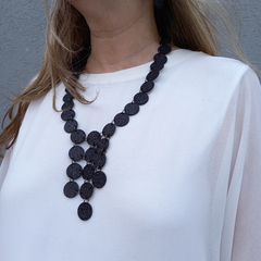 Collar MONEDAS de cuero flex negro con brillo en internet
