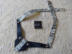 Conjunto collar y aros CUERO combinado negro, gris y blanco. (copia) - tienda online