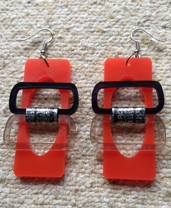 Aros RECTÁNGULO de acrílico rojo, negro y traslúcido