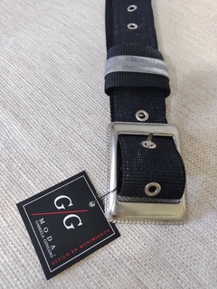 Cinturón ancho negro combinado con plata - comprar online