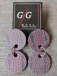 Aros CIRCULOS PINTITAS de cuero flex, negro y rojo con argollas