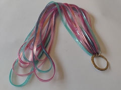 Collar PASTEL: multi cintas finas PVC, sublimadas en la gama de rosas y celestes - comprar online