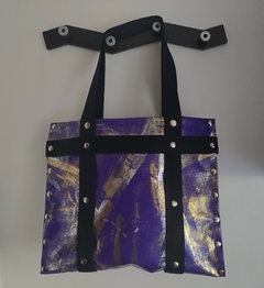Imagen de Cartera / Bolso de PVC, violeta y negro, sublimado en plata y dorado