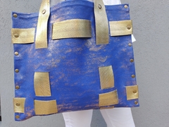 Cartera / Bolso de PVC, azul, sublimada en dorado - tienda online
