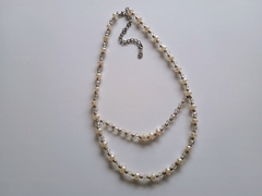Collar perlas de rio blancas y cristales - tienda online