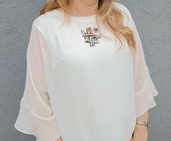 Collar Dije de PVC Reversible, con tanza, en gama de negro, gris, plata y dorado - G/G Moda Gabriela Genzano