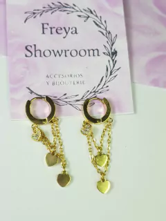 argolla acero dorado con cadenas dijes y strass - comprar online