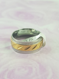 Anillo de ACERO combinado y labrado