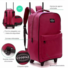MOCHILA CON CARRO LISA 17” COD.35479