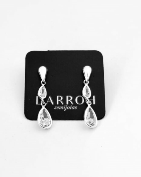 BRINCO PENDURADO GOTA DUPLA PRATA 925