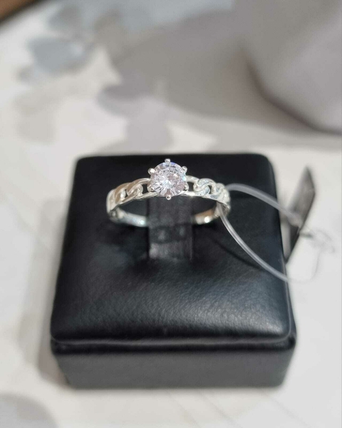 ANEL SOLITÁRIO CORRENTE PRATA 925